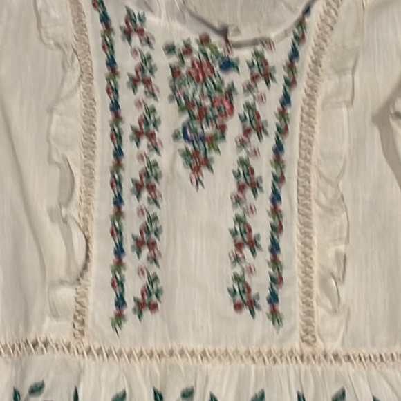 Boho chic cotton embroidered shirt size M - Picture 5 of 8